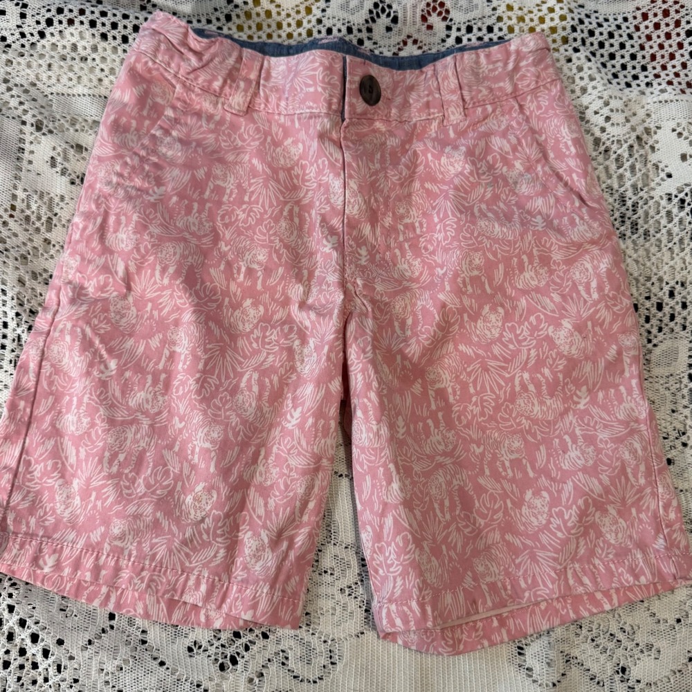 Cat & Jack boys Size 8 Pink jungle lion Print Adjustable Waist Shorts